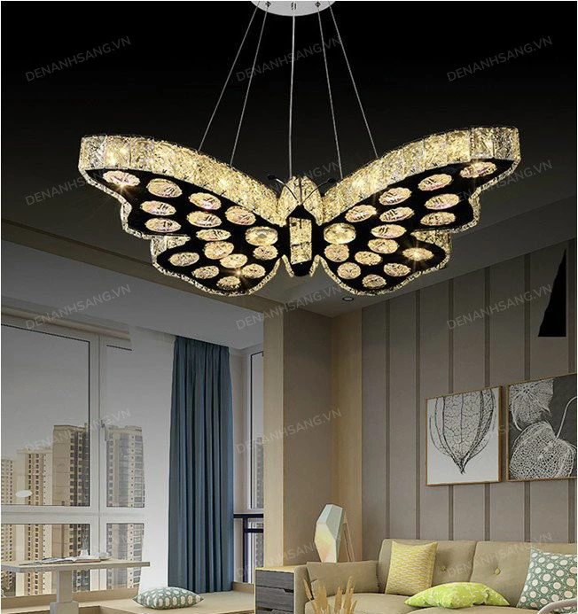 Đèn chùm thả pha lê led trang trí phòng khách phòng ngủ hiện đại hình chú bướm L620xH1000mm C1-061