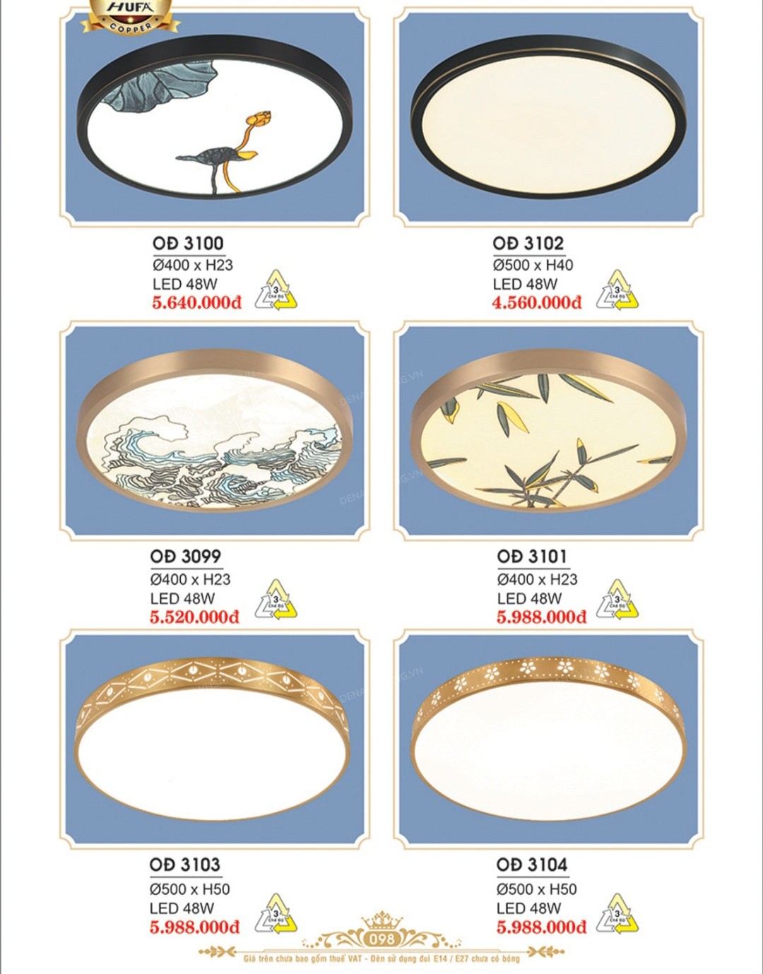Đèn ốp trần đồng hiện đại N-OD3101 (nhiều mẫu)
